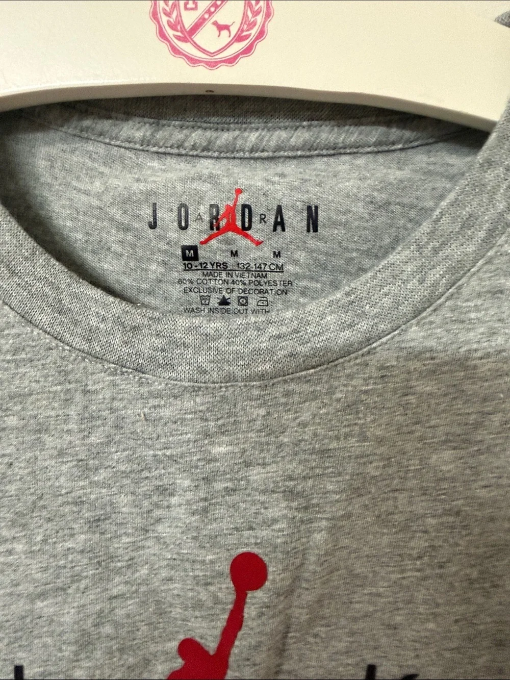 Nike Gray Tee with Red Jumpman Logo - Kids Short Sleeve